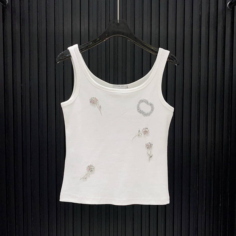 Designer Women Casual Cropped Tops Sexy White Sleeveless Vest Luxury Summer Beach Party Club Camis
