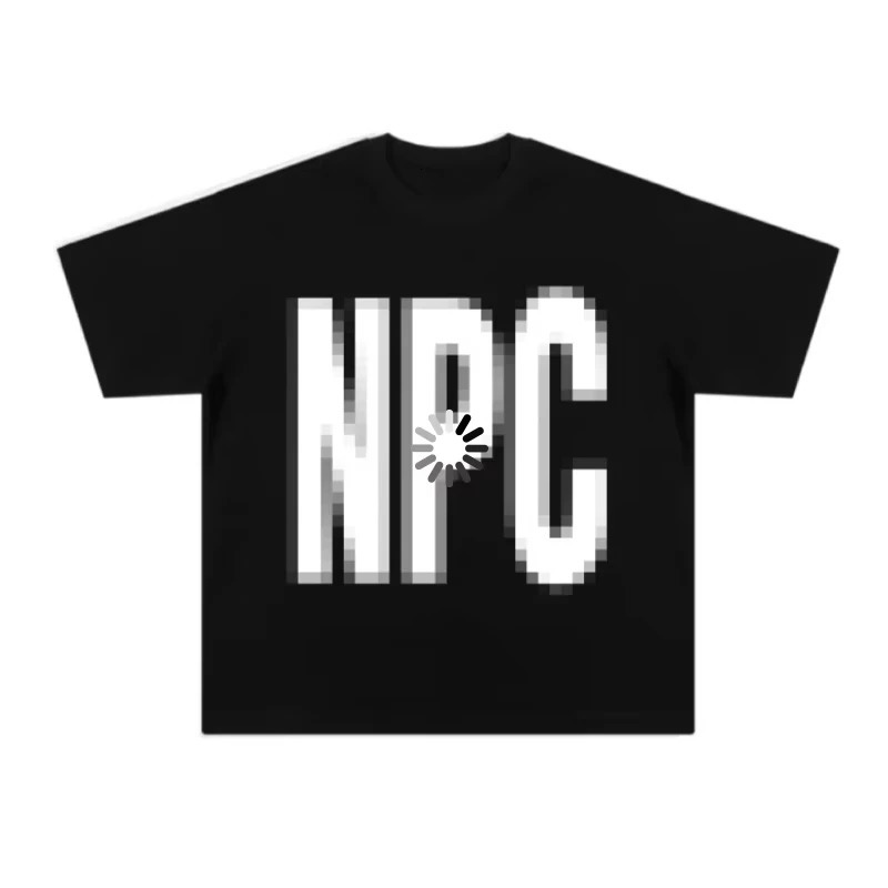 Creative Printed Letter NPC Loaded Mid-Summer Mens Short Sleeve T-shirts Oversize Mens Womens Casual Fun Loose Couple T-shirt 250603