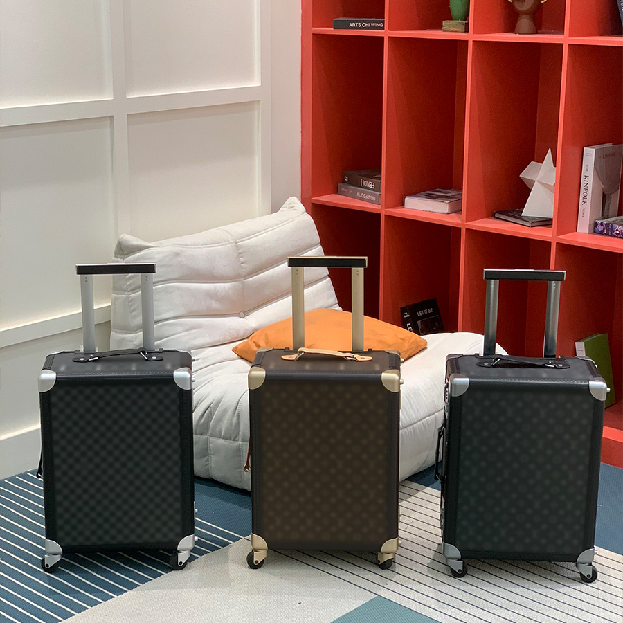 Genuine Leather Suitcase Designer Luggage with wheels Luxury Boxes Trolley Case Travel Bag Aluminum Alloy Suitcases Boarding Case Password Box-image-974235480