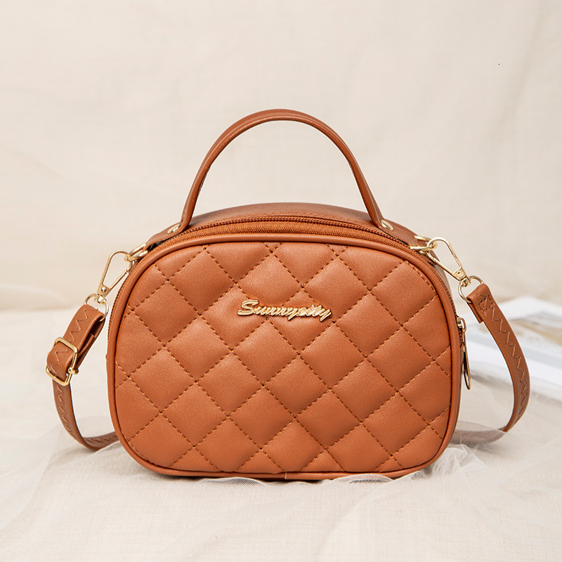 Women Quilted Oval Handbag, Classic Diamond Lattice Mini Top Handle Bag, Elegant Small Crossbody Shoulder Purse For Daily Dating 333