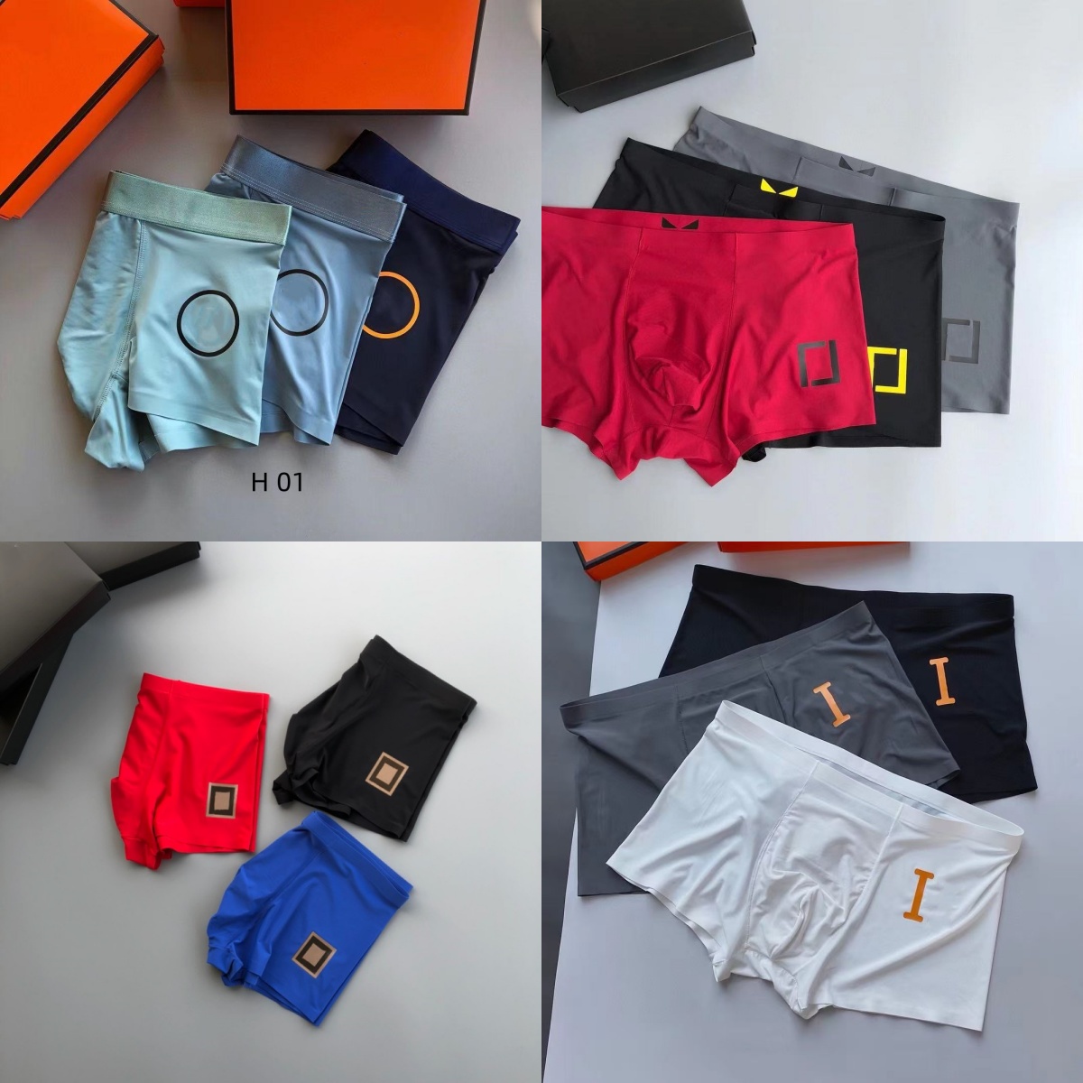 Men underwears designers Underpants Fashion Shorts Boys Ice Silk Underwear Summer Men Seamless Boxer Ultra Thin Loose Breathable 3PCS/box big siz