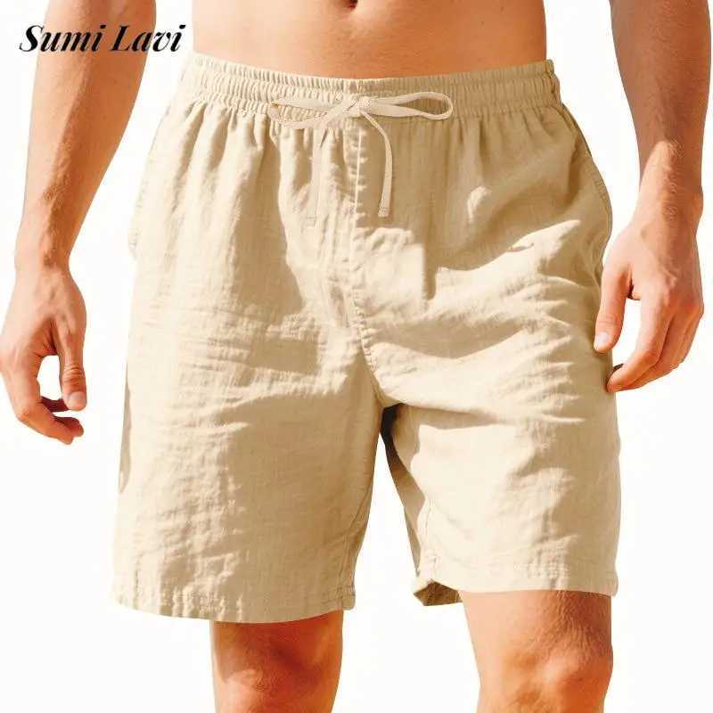 Daily Leisure Simple Solid Color Linen Shorts Men 2025 Summer Vacation Beach Casual Shorts Mens Fashion Loose Straight Shorts W250610