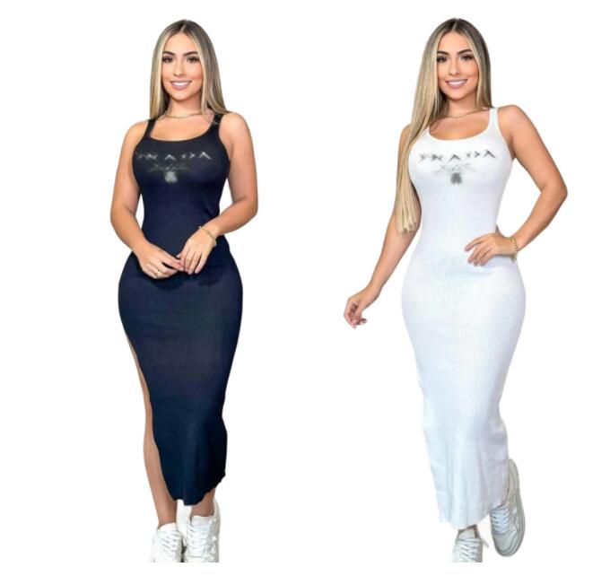 Été Nouveau gilet pour femmes Robe décontractée Fashion broderie Lame sans manches coupées robe en tricot de plage