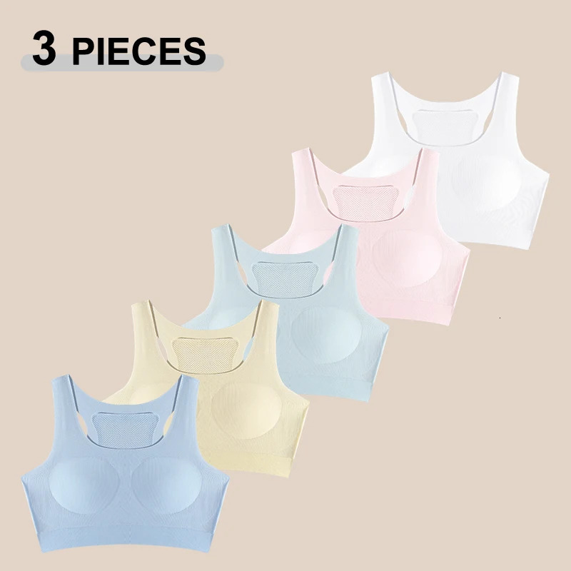 3Pcs/Set Seamless Ultra Thin Ice Silk Breathable Bras for Women Summer Sweat Absorbent Shockproof Sports Comfortable Tank Tops 250606