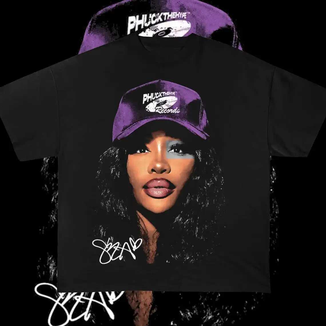 Rapper Singer SZA T-shirt Women Big Face Graphic T Casual Cotton Trendy Oversized Harajuku Gothic Retro T-shirts Unisex Y2k Top L250606