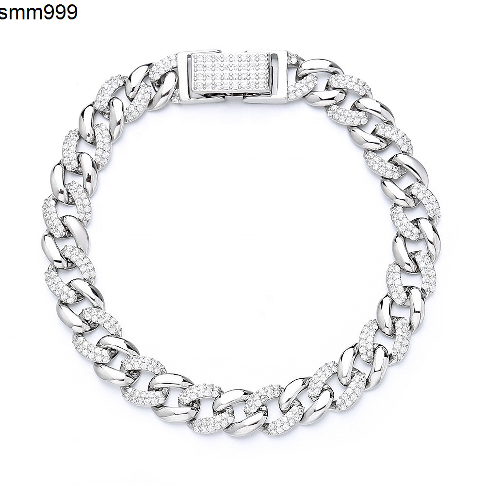 Hip Hop Fashion 7.5mm 10.5mm 13.5mm Bracelet Men 925 Silver Jewelry Chain Bracelet Wholesale Cuban Bracelet