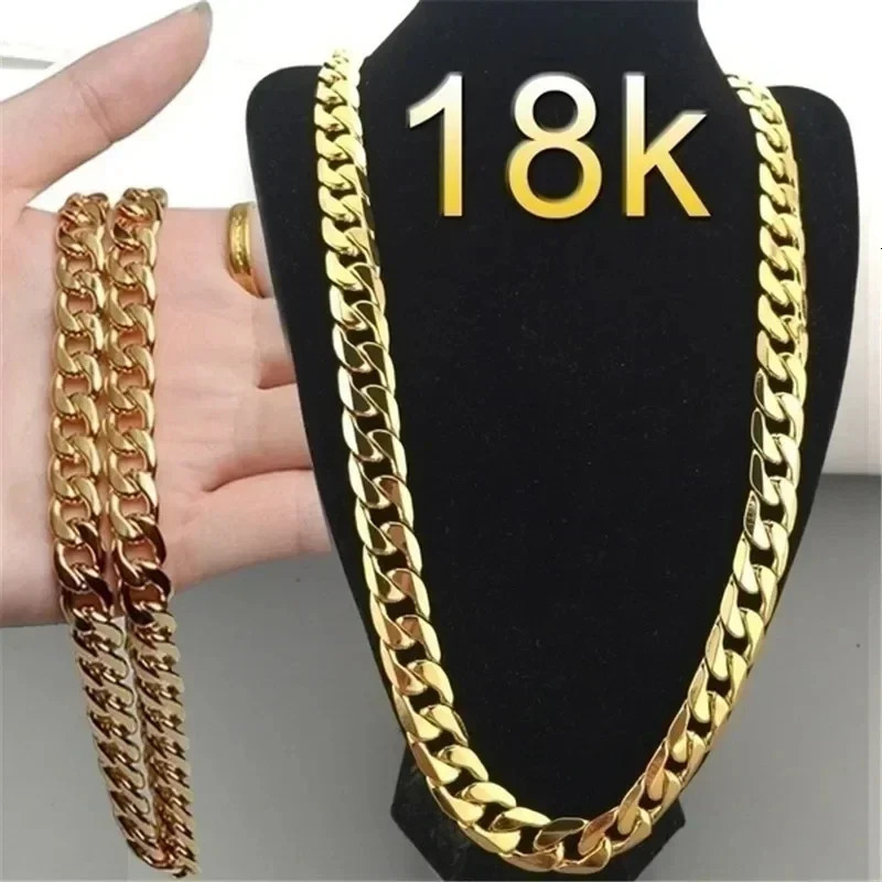 Special offer 18K gold Necklaces 925 Stamp Silver color Classic 8MM sideways chain for Men woman fine Jewelrys Wedding party 250609