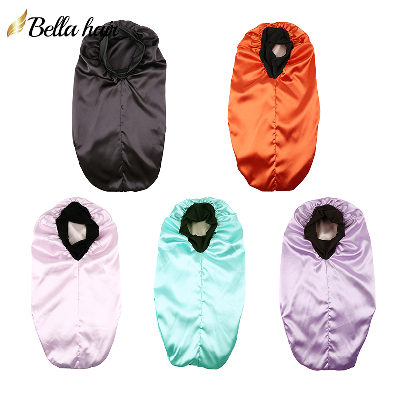Bella Hair Kids Long Sleeping Satin Bonnet Double Layer Silk Bonnet Comfy Wide Band For Long Hair Long Braids Multi Color Hair Bonnet For Child T-image-126580153