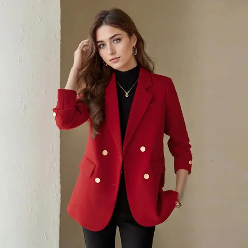 Blazer Clothing Autumn Winter Jacket Button Office Ladies Coat n Long Sleeve Outerwear Suits 250603