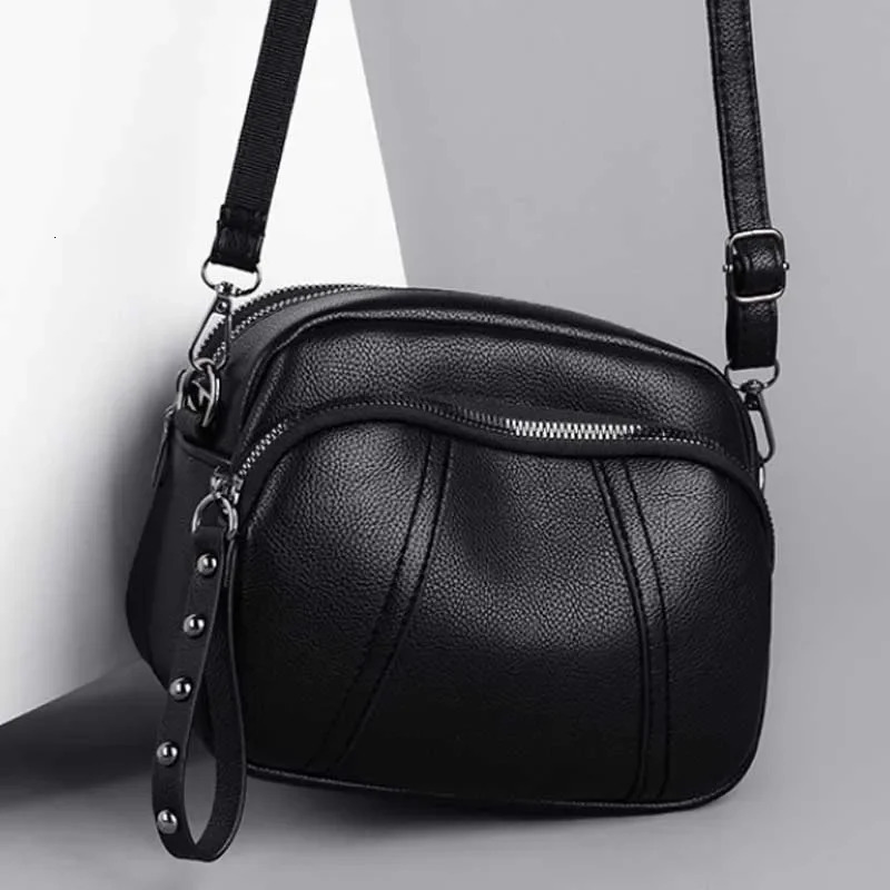 Solid Color Fashionable Rivet Zipper Womens Mobile Phone Bag Simple Soft Leather Shoulder Crossbody Small Square Bag Handbag 250609