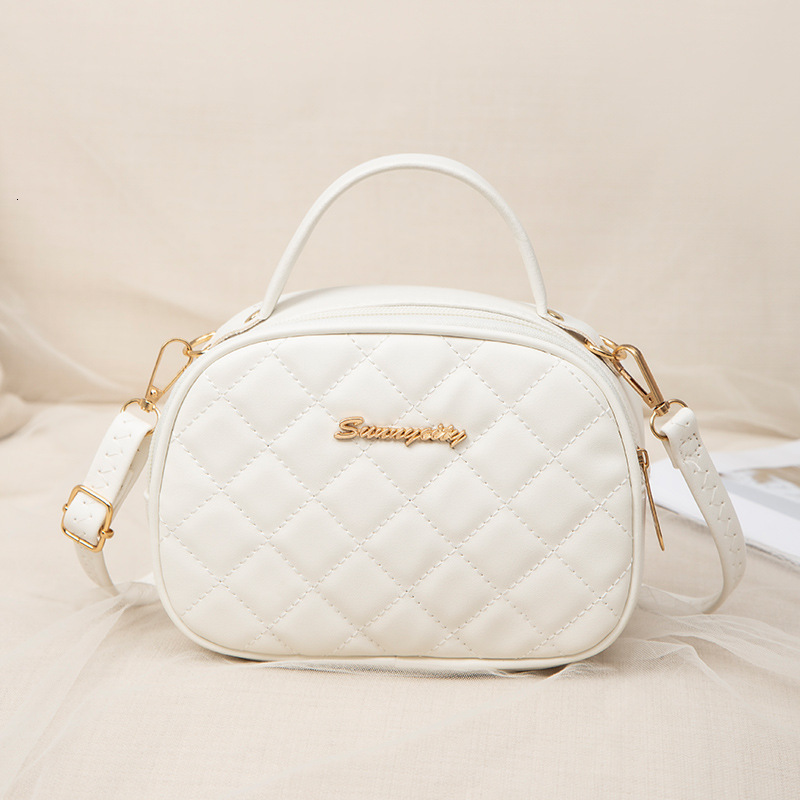 Women Quilted Oval Handbag, Classic Diamond Lattice Mini Top Handle Bag, Elegant Small Crossbody Shoulder Purse For Daily Dating 111