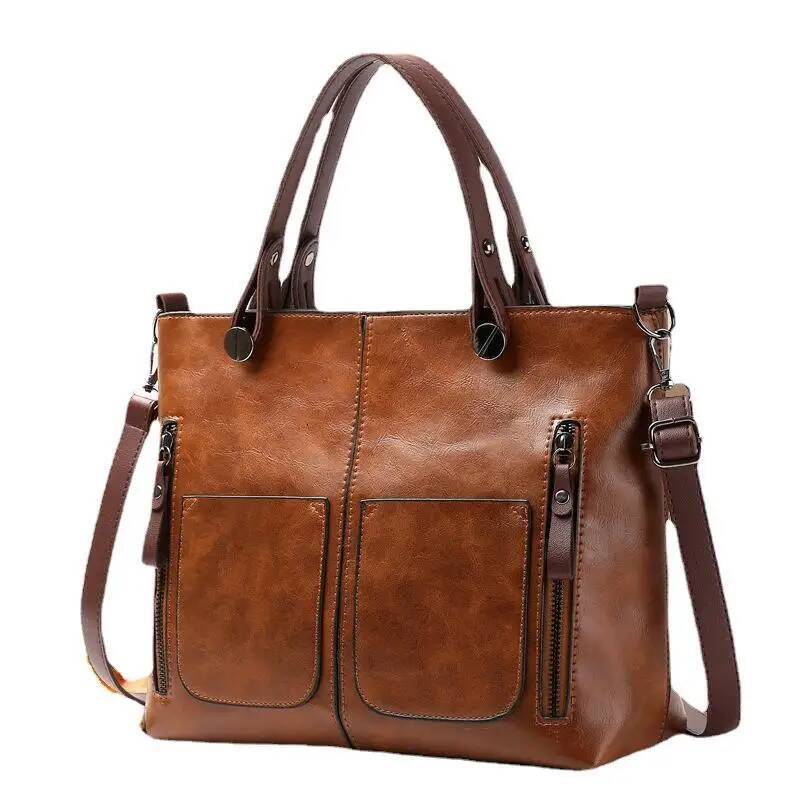 New Designer PU Leather Handbag Women Fashion Crossbody Solid Color Bags For Students Reusable Girls Big Travel Bag