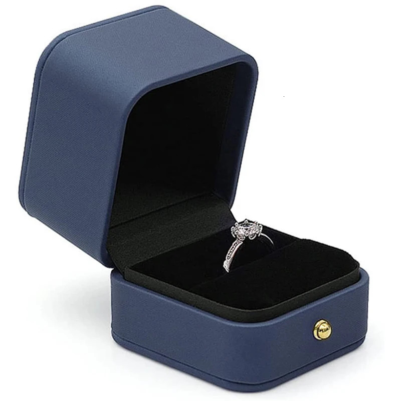 Boîte de bague de fiançailles Boîtes à cachette double en cuir Velvet portable Bijoux Porteur Porteur pour proposition Cérémonie de mariage 25060