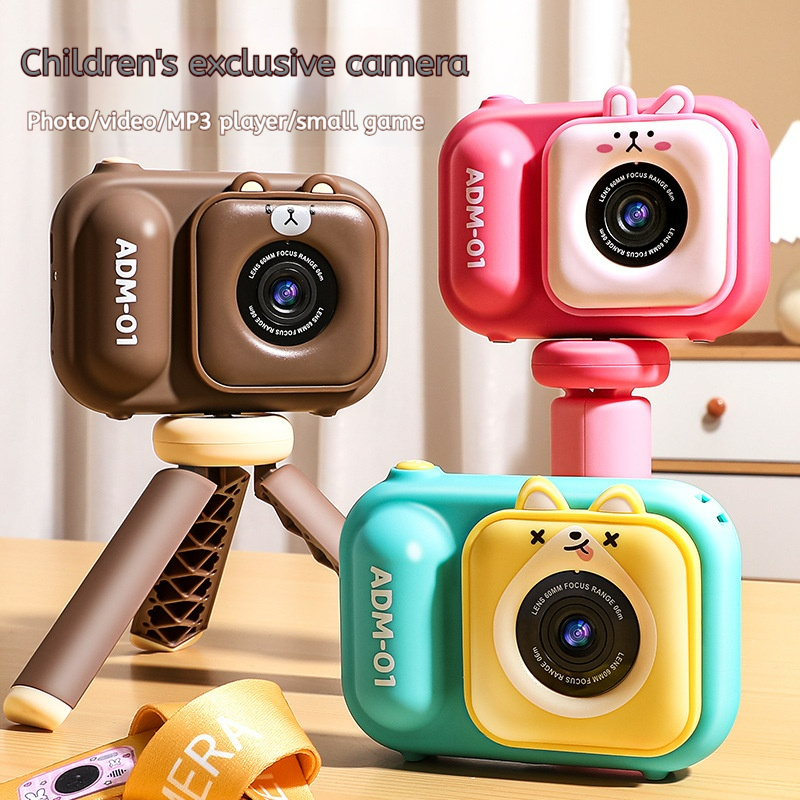 S11 Mini Kids Camera with Bracket 4800W Pixel HD Front & Rear Dual Camera, Handheld Video Recorder, VLOG Toy Gift for Children, Portable Game Cam-image-1061215691