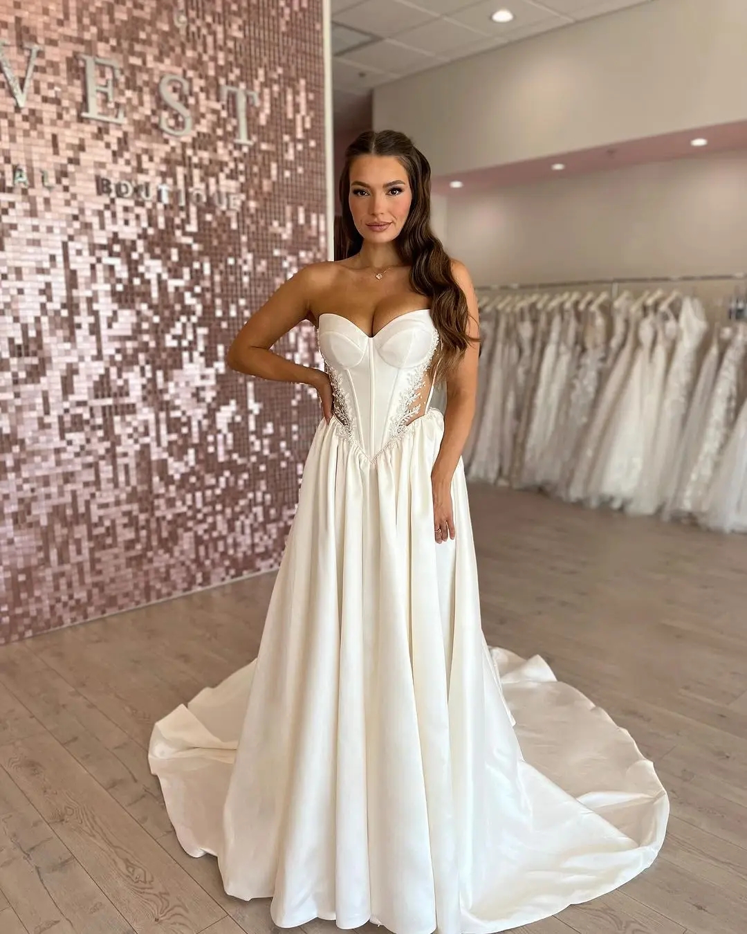 2025 New A-line Wedding Dress Sweetheart Lace Appliques Cut Out Satin Princess Bridal Dress Bride Gown Custom Made Vestidos De Novia