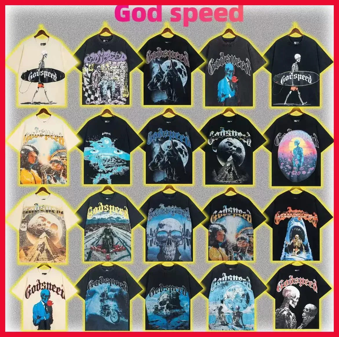 godspeed shirt designer shirt mens t shirt clothe beach hipster fabric cotton Street colorful graffiti Letter foil all print Vintage washed black te