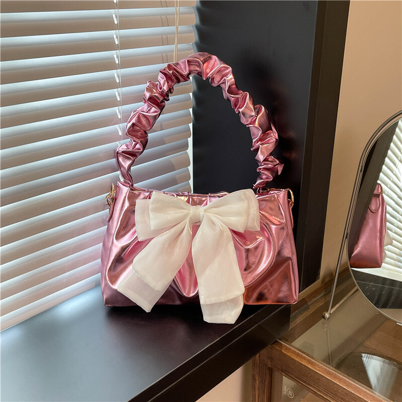Style Free Delivery Designer Bag Fashion Pleated Underarm Bag for Women 2025 New Trendy Bowknot Shoulder Bag Sweet Cute Crossbody Bag New Free De