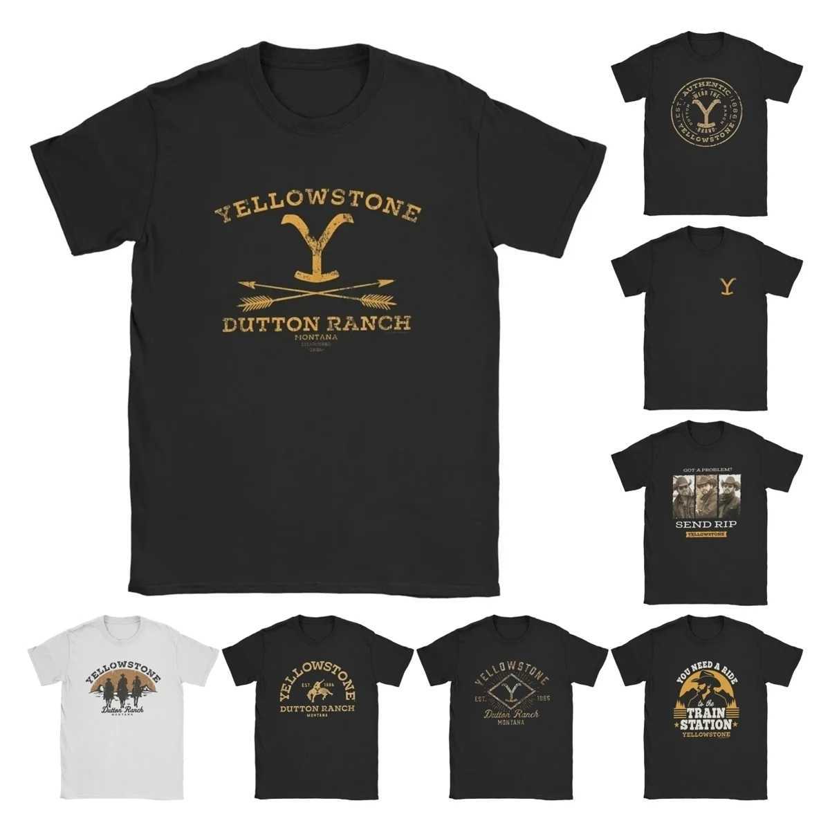 T-shirt de pierres jaunes vintage hommes Dutton Ranch Arrows Crewneck Cotton T-shirt US émissions de télévision à manches courtes t Plus taille m