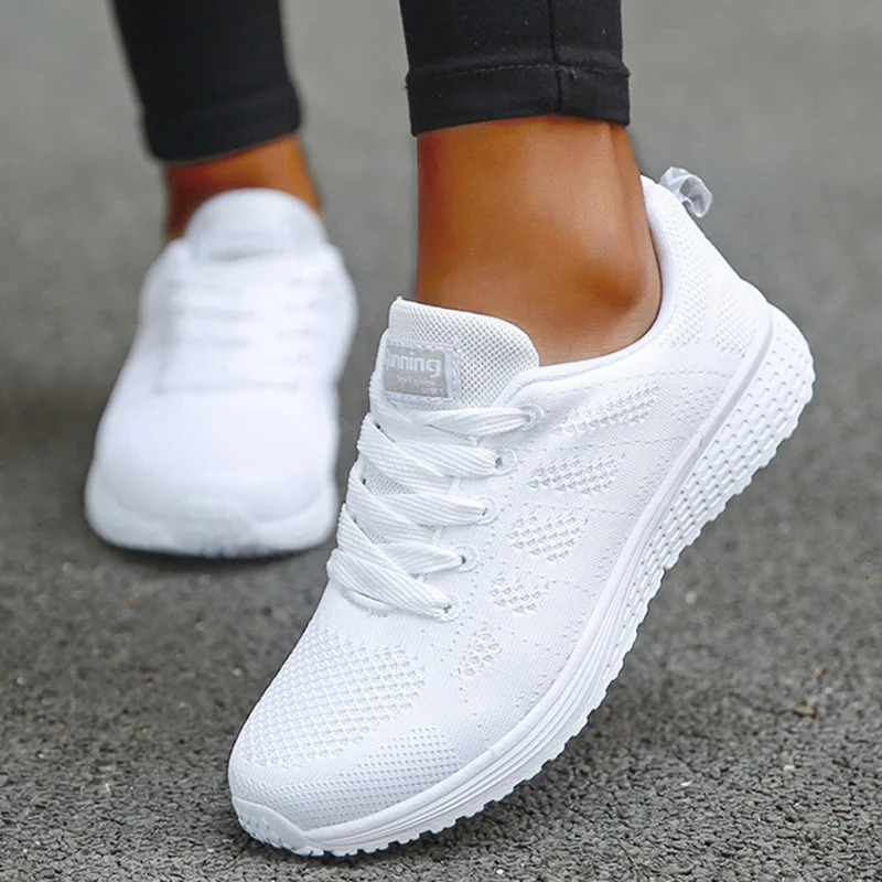 Womens Sneaker Fashion Breathable Trainers Comfortable Sneakers Mesh Fabric Lace Up Womens Tennis Shoes For Women 250606