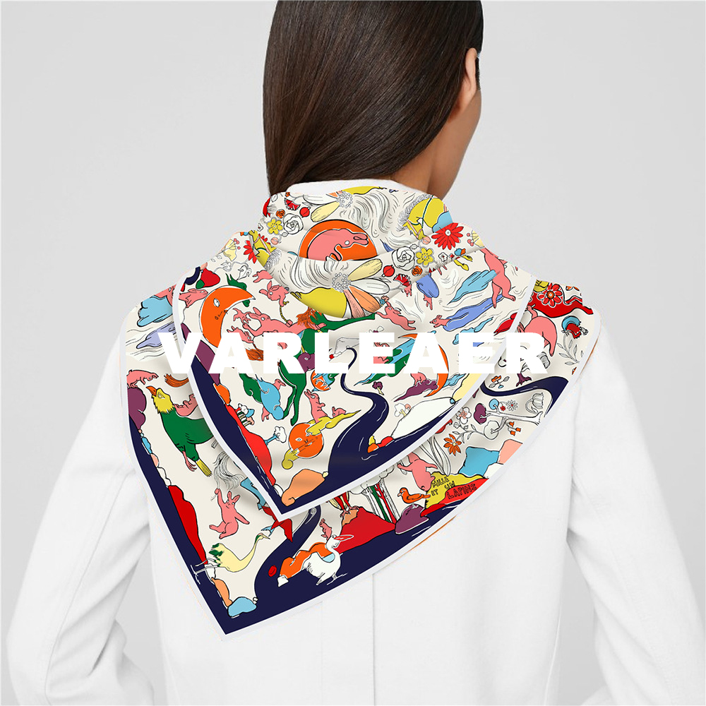 Animal Print Silk Scarf 90CM Women Twill Head Scarves Shawls Bag Bandanas Summer Spring Hair Accessories Female Foulard Femme Lover Gift