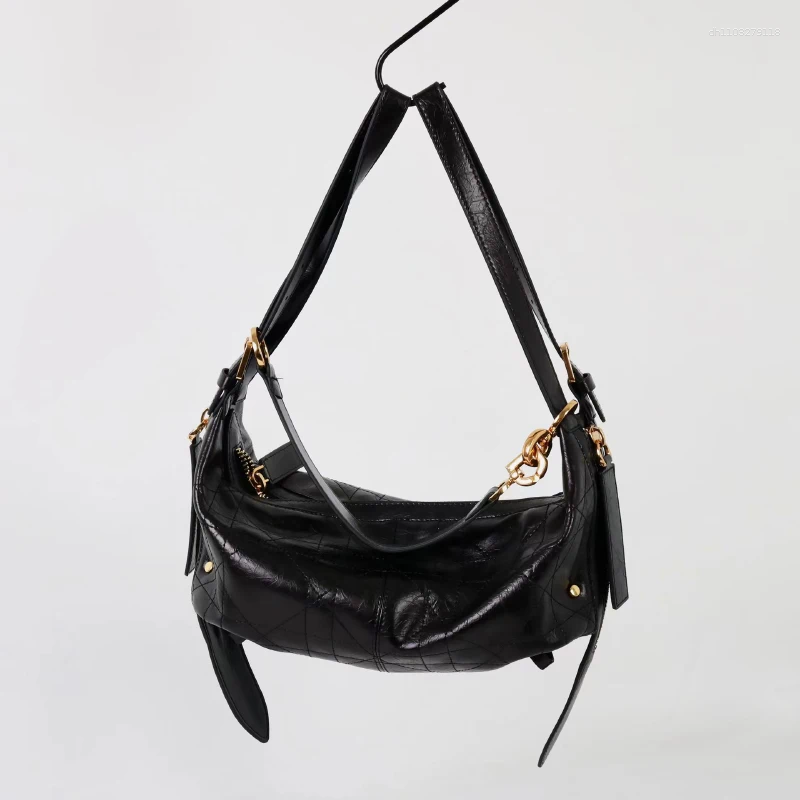 Cordon 2025 Design de luxe plissé peau de vache sacs à bandoulière femmes décontracté mode doux élégant trajet sac à main bandoulière femme