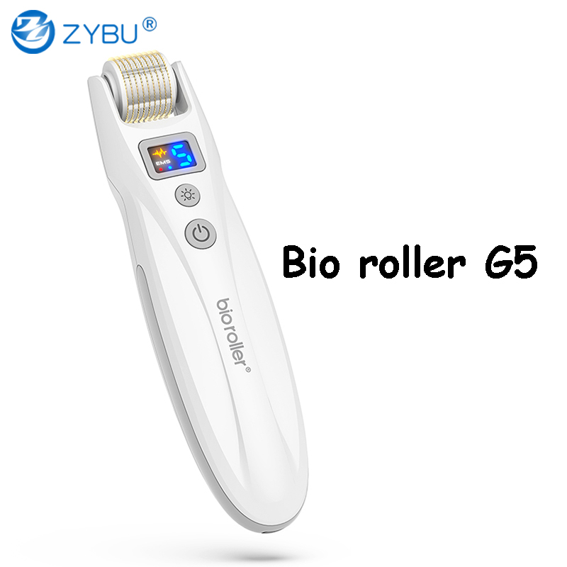 Derma Bio Roller G5 Micro Needling Roller 540 Titanium Microneedling Stamp 2 LED Lights Blue Red Vibration Skin Care EMS Skin Rejuvenation Hair Regr