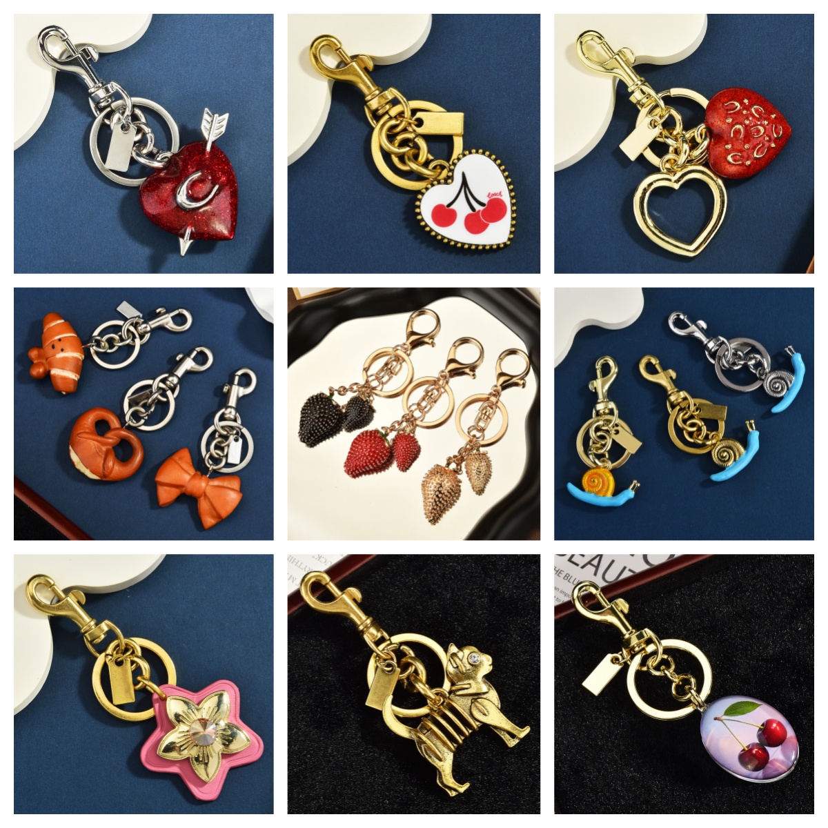 Les plus récentes concepteurs de luxe Kewchains Letters Cherry Sac charme Femmes Femmes clés Anneaux Keychain Mushrooms Prilli-glittery Resin Key