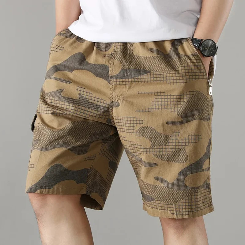 Summer Cotton Cargo Shorts Casual Drawstring Soft Loose Beachwear Joggers Camouflage Lightweight Sports Pants 250603