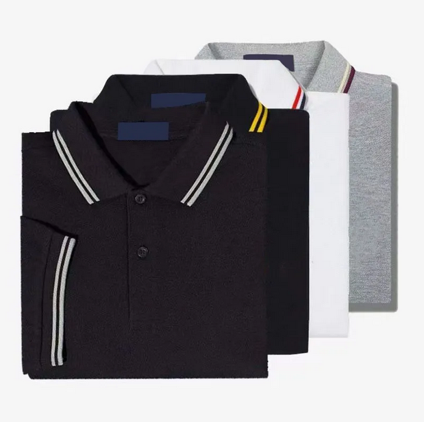 Polos Fred Polo à oreilles de blé pour hommes, Simple, couleur unie, Business décontracté, coupe ajustée, revers, T-Shirt à manches courtes, brod