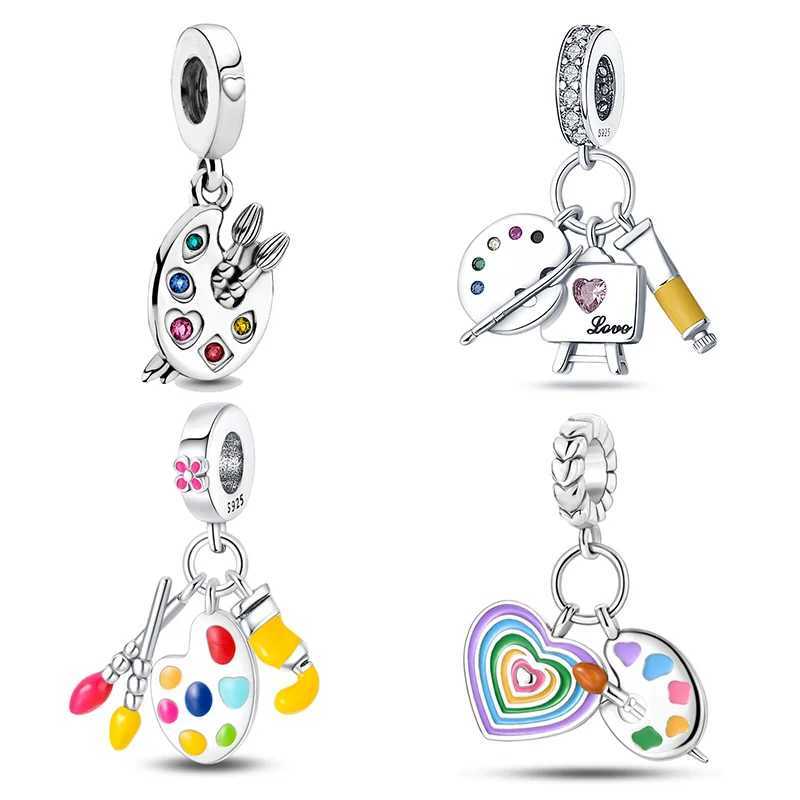 925 Sterling Silver Fashion Palette Paintbrush Art Charms Beads Suitable for Brand Original Bracelet DIY Fine Jewelry Gift XJ250611-image-1061518767
