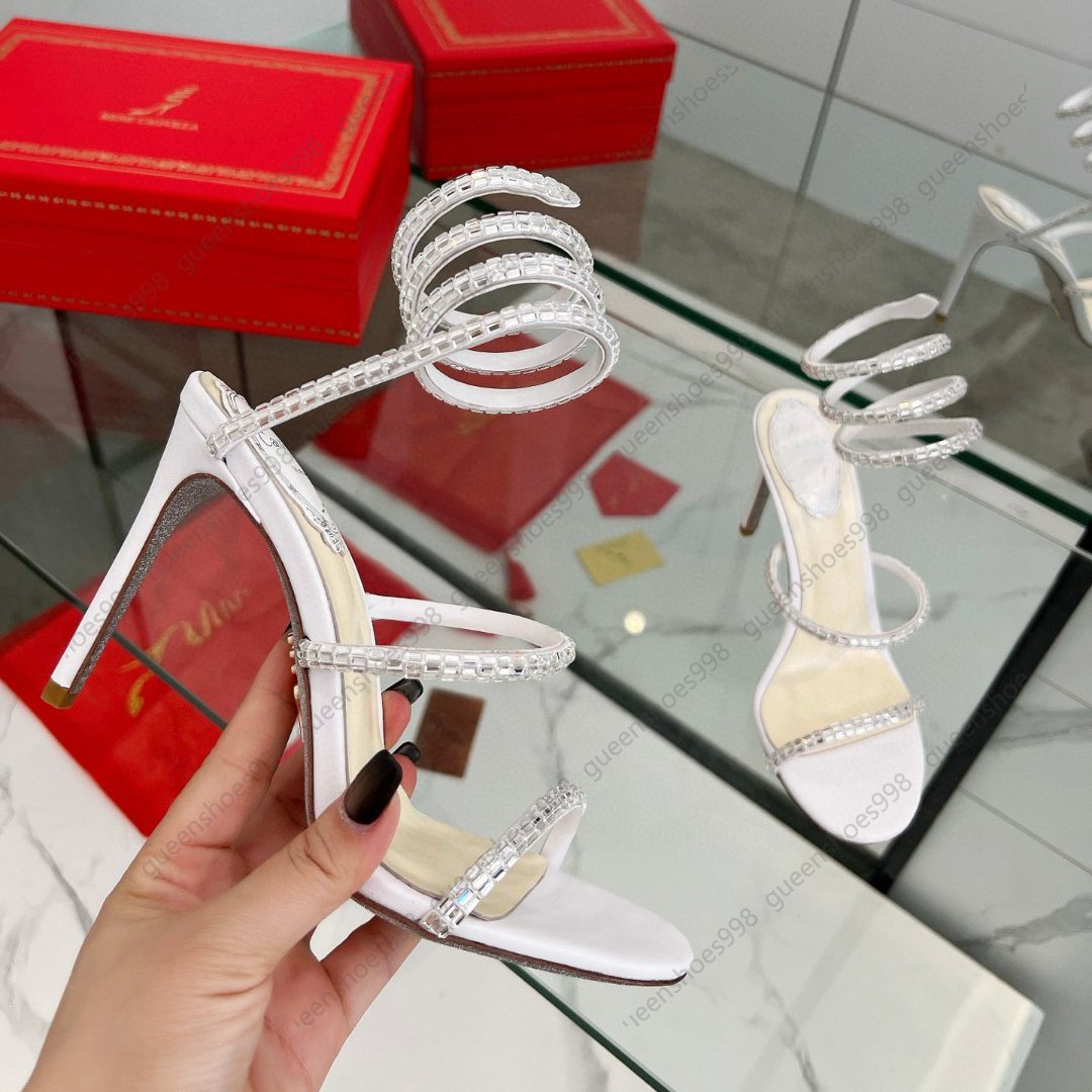 René Sandales à talons hauts avec décoration en cristal Femmes Chaussures de mariage de concepteur de luxe