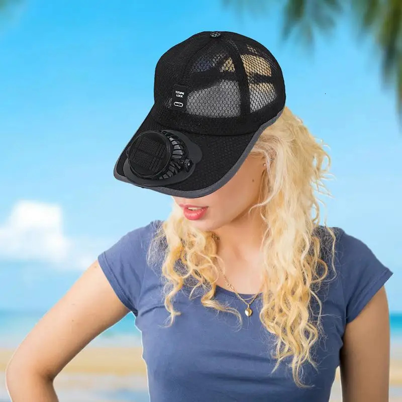 Adult Summer Sunscreen Baseball Caps With USB Rechargeable Mini Cooling Fan Breathable Mesh Fishing Adjustable For Hat250609