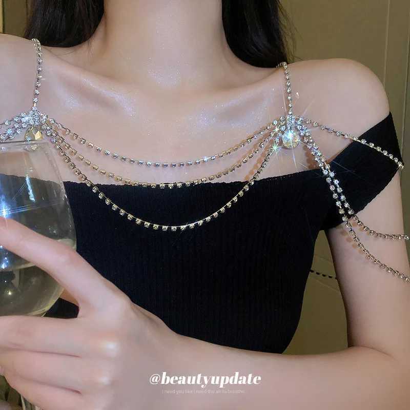 Water Droplets Multi-layer Geometric Shoulder Chain Spice Girl Sweet Cool Fashion Body Chain Niche Necklace Female 2025 Trending W250611-image-1061510916