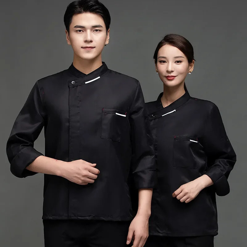 Full Sleeve Chef Jacket Men Kitchen Restaurant Coat White Outfit Women Short Sleeves Waitress Black el Uniform 250611