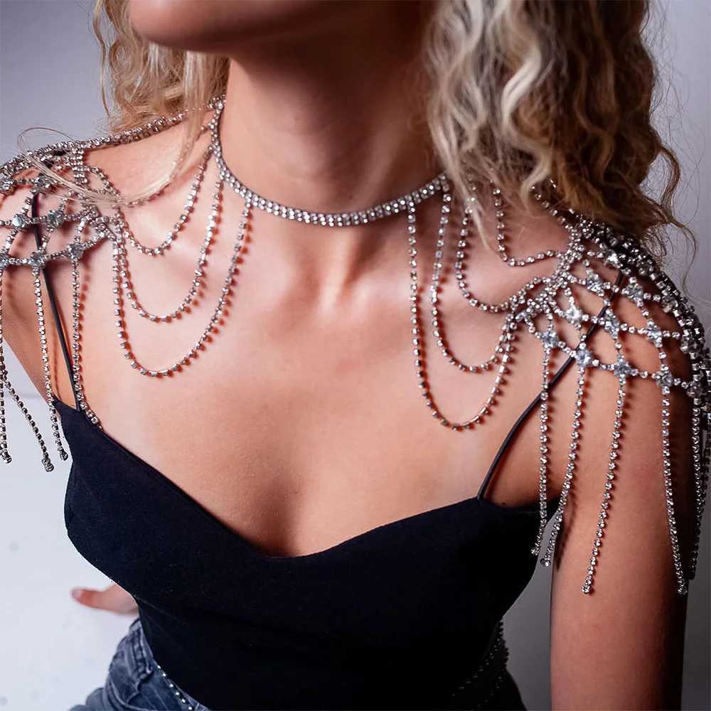 Stonefans Mesh Tassel Shoulder Chain Wedding Jewelry for Women Necklace Dress Multiple Rows Sexy Bikini Cosplay Swimsuit Summer W250611-image-1061511358