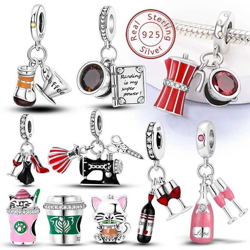 Fit Original 925 Sterling Silver Charms Beads Wine Glass Coffee Cup Charms Pendant For Women Bracelet Charms DIY Jewelry Gift XJ250611-image-1061519019