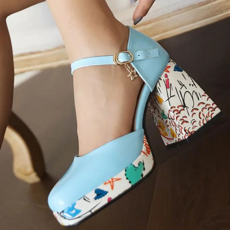 Chaussures à talons hauts pour femmes élégantes été printemps pompes à fleurs plate-forme bleu rouge noir chaussures à talons de mariage femme gr