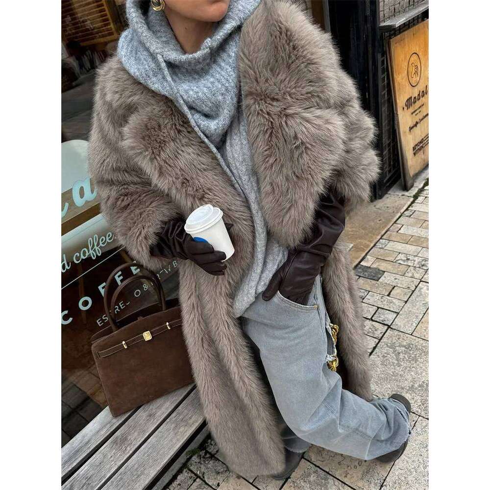 Women's Faux Leather Fur Coat, Hip Hop Rock Oversized Winter Jacket with Full-Pelt Striped Fur Trim, Detachable Hood, Half Sleeves, Cotton Liner, St
