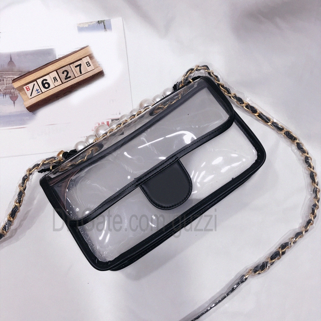 24c Transparent Jelly Élégant Femmes Hands Clutch Crayt Classic Classic Sacs Fammes Chain Hardware Crossbody Bodage Purse PVC C84Y # #