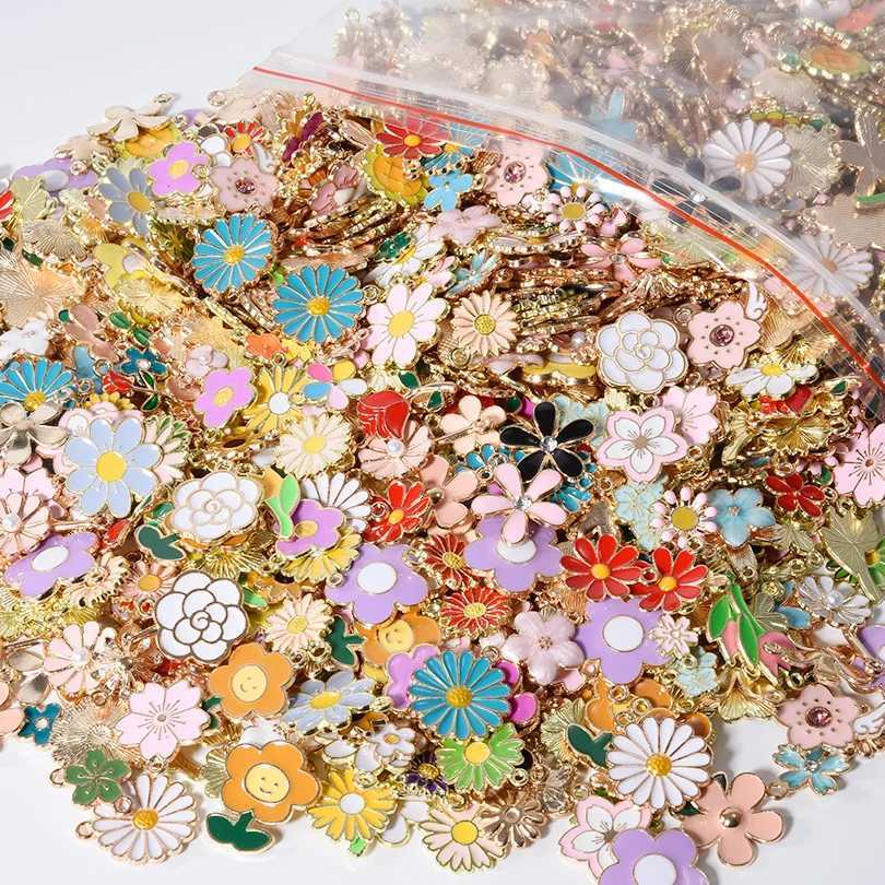 Different Random Mix Enamel Flower Charms For Jewelry Making Supplies Cute Tulip Rose Flowers Plant Charm Pendant Breloque XJ250611-image-1061518658