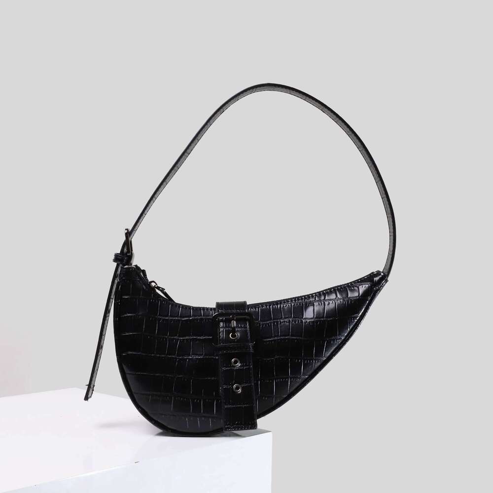 High Quality Texture Autumn Winter Trend New Moon Shaped French Underarm Crocodile Pattern Handbag Shoulder Bag for Women