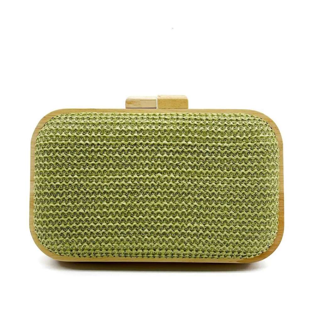 Embrayage de paille de mode pour femmes Clip en bois Sangs de fête carrés décontractés Sac de plage d'été Sac de bonbon Sacs de soirée 2024