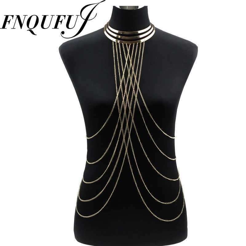 Layered Body Chain For Women Metal Body Harness Punk Sexy Statement Jewelry W250611-image-1061511006