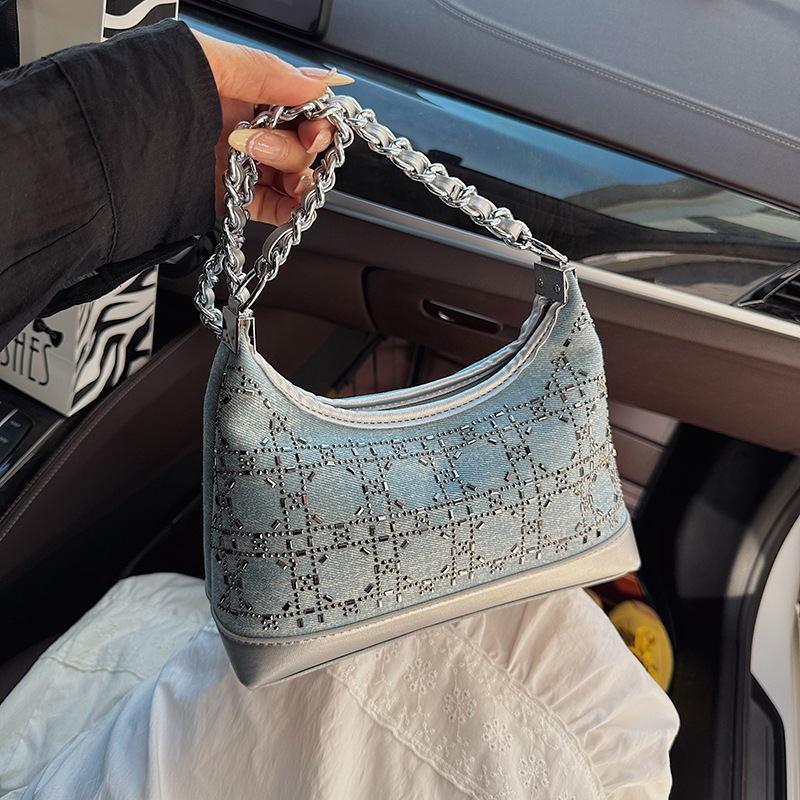 Livraison gratuite Designer Mode Femmes Sac Denim Sac à main 2025 Été Nouvelle niche Sac à bandoulière polyvalent Style coréen Sac à bandoulière