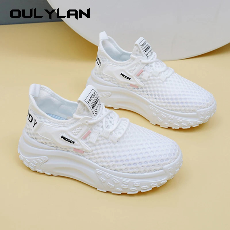 Summer Korean Womens Shoes Mesh Breathable Knit Sneakers Ins Trendy Student Casual Running Sports Shoes YDY423 250606