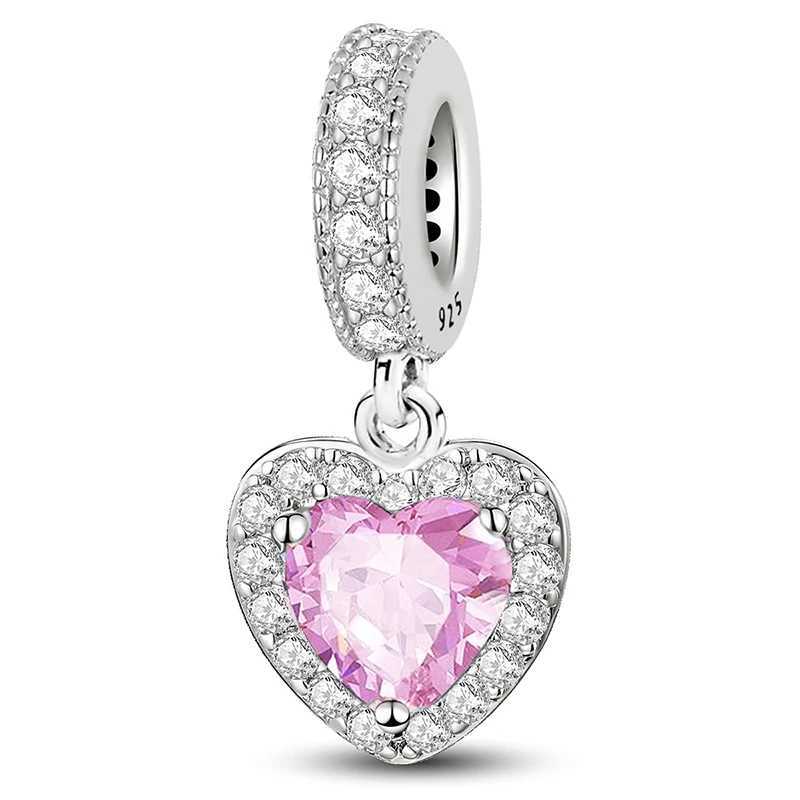 925 Sterling Silver Pendants Zircon Pink Love Heart Charms Beads Fit Original Pan Bracelet Bangles DIY Jewelry For Women XJ250611-image-1061518504