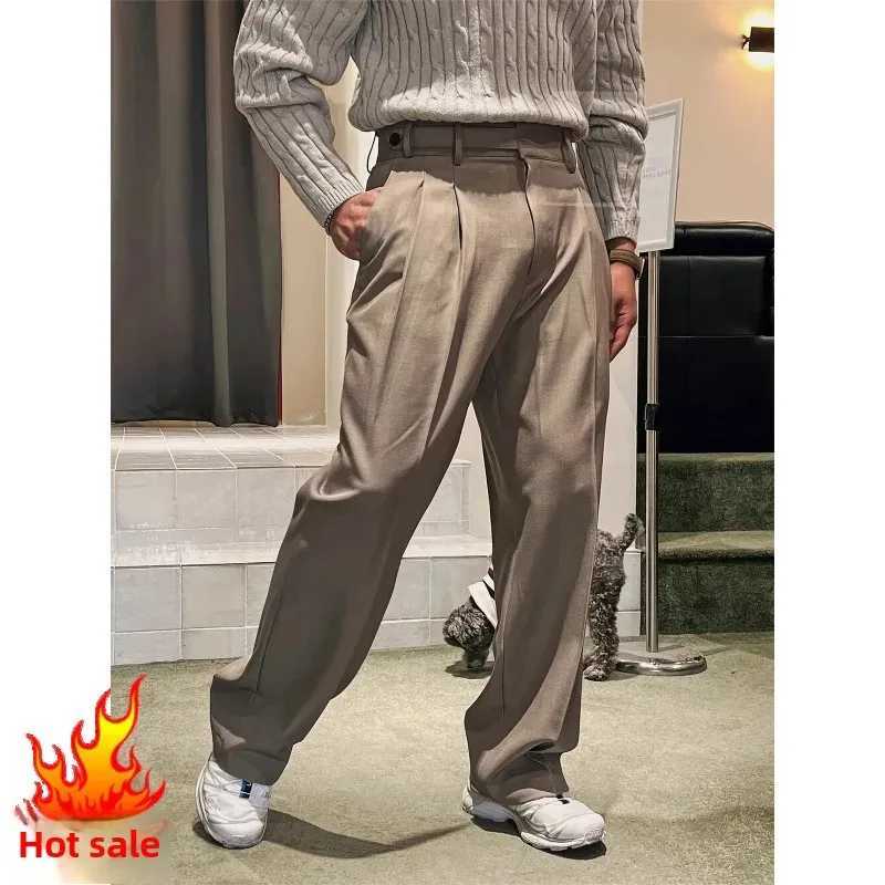 Autumn Korean-Style Design Solid Color Mens Versatile Loose-Fit Casual Pants Trendy Straight-Leg Slims Casual Pants XJ250611