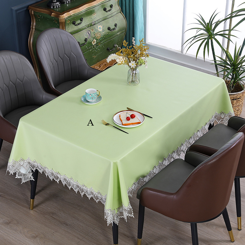 Fabric Waterproof Oil Tablecloth Lambskin Texture Solid Color Dining Table Cloth Household Light Luxury High-end Tablecloth Placemat B8-image-1061436580