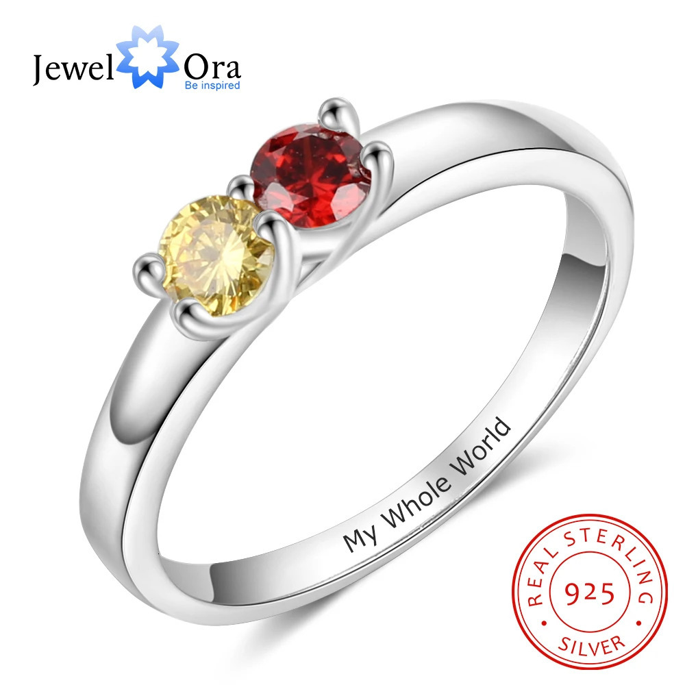 925 Sterling Silver Custom Name Rings for Women Personalized Engraving Mothers Ring with Birthstone Silver 925 Fine Jewelry Gift250603