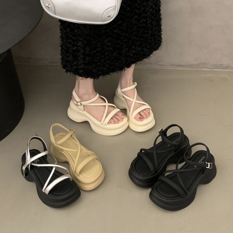 Womens Summer Platform Gladiator Sandals Fashionable Outdoor Thick Bottom Dress Footwear for Ladies 250606